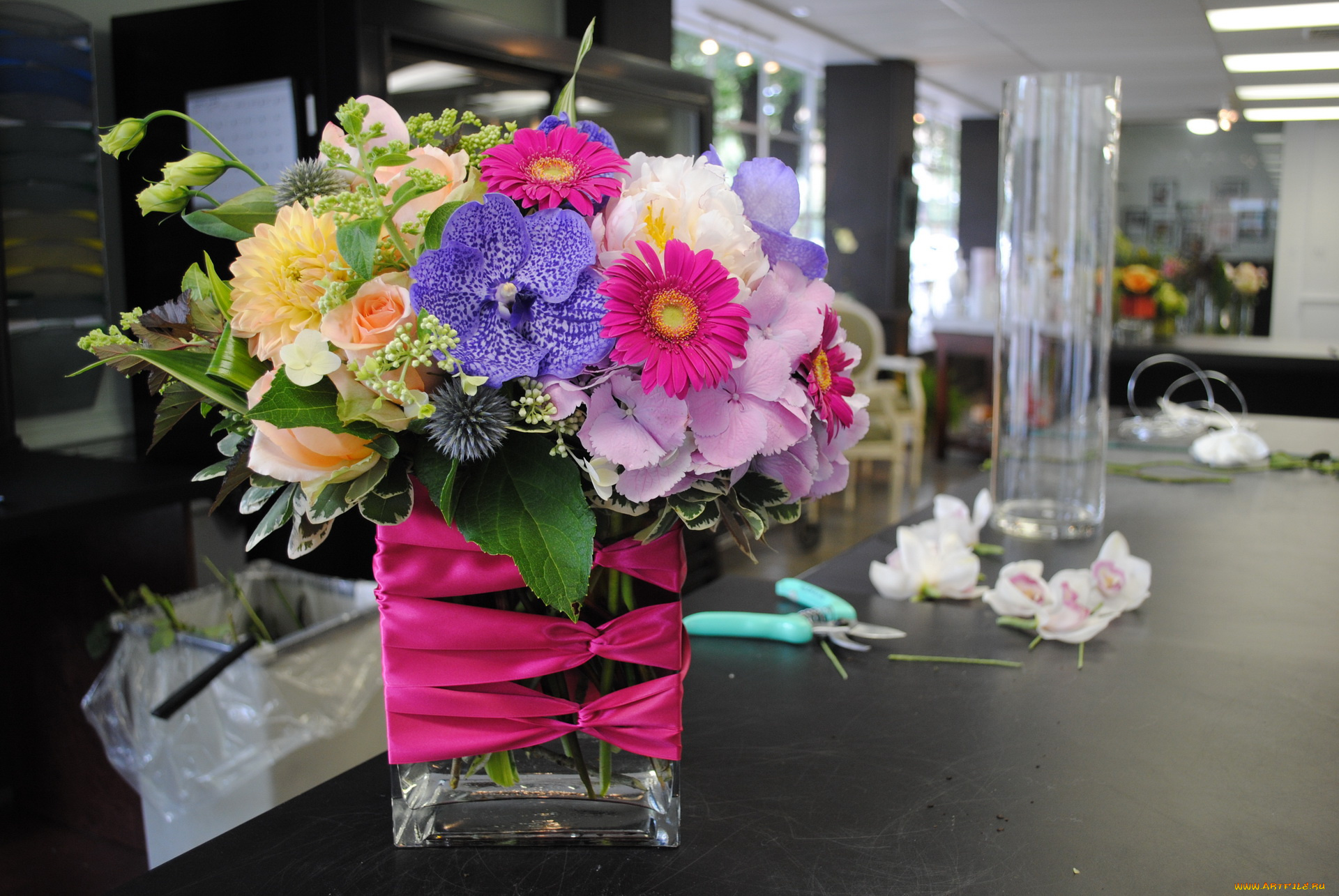 цветы, букеты, , композиции, букет, розы, орхидея, хризантема