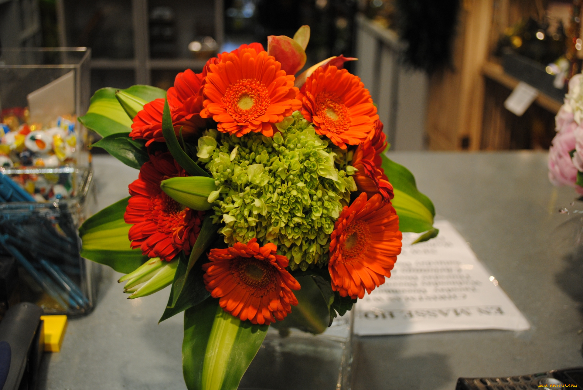 цветы, букеты, , композиции, герберы, букет, оранжевые