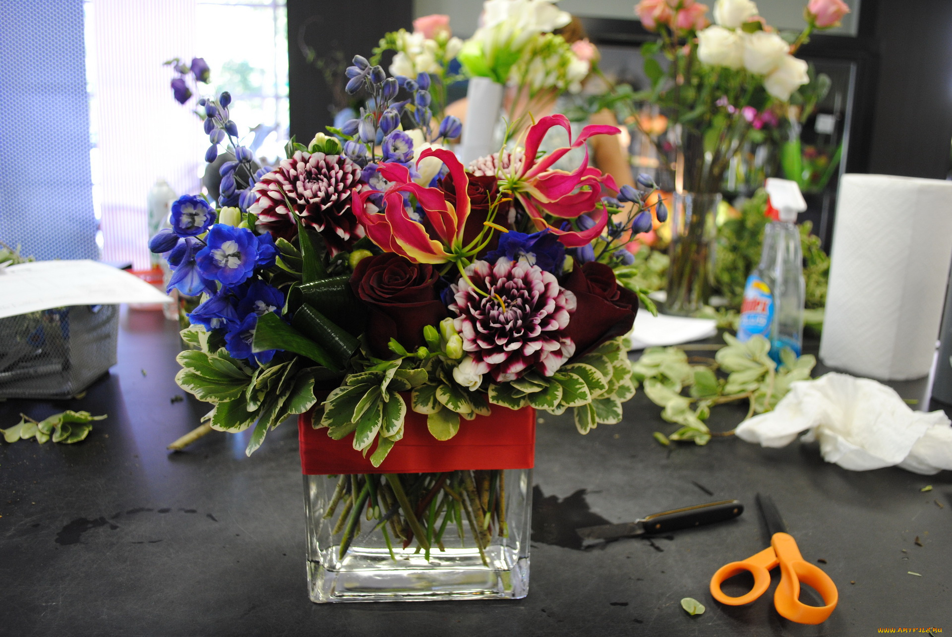 цветы, букеты, , композиции, хризантема, букет, розы