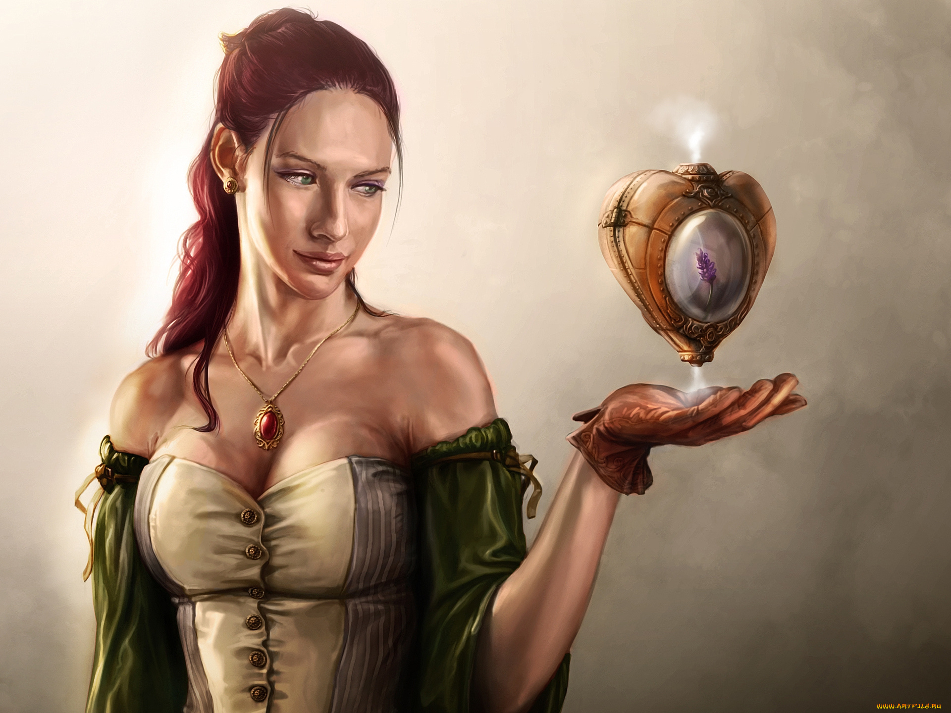 фэнтези, девушки, магия, сердце, механическое, перчатки, украшения, девушка