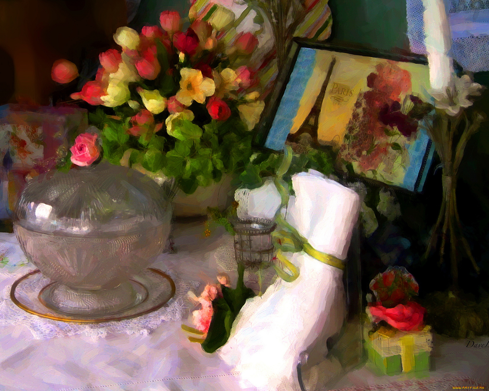 рисованные, -, другое, посуда, картина, цветы