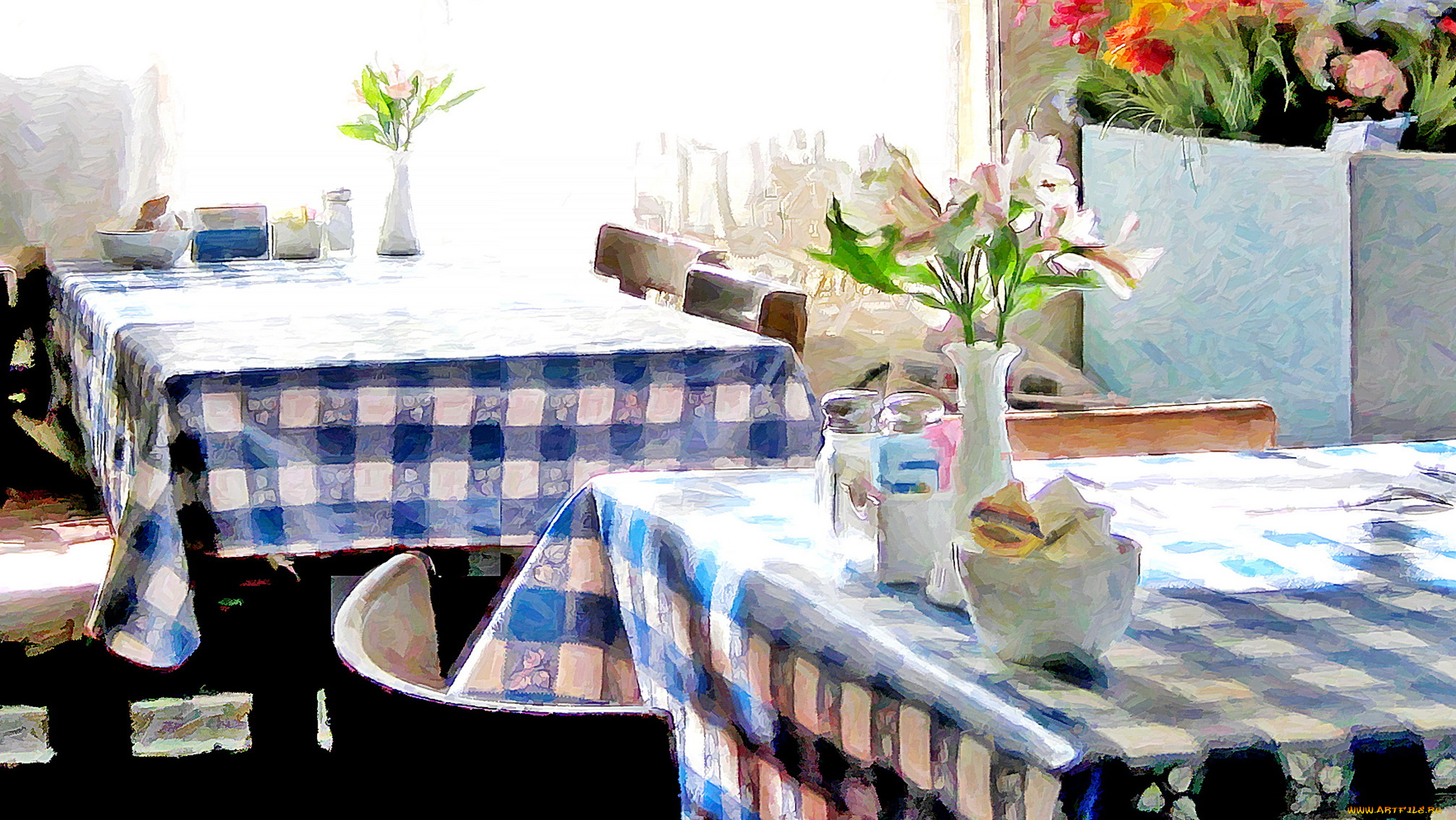 рисованные, -, другое, цветы, столы, кафе