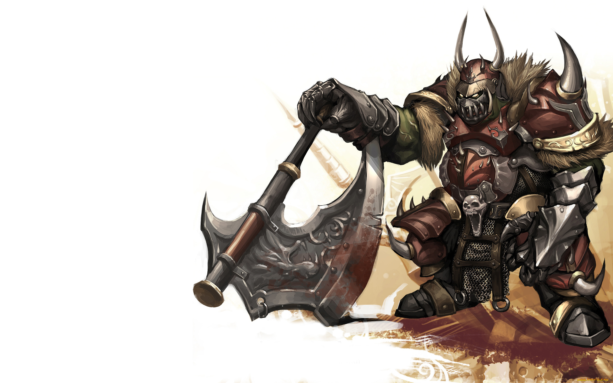 орк, фэнтези, существа, оружие, зеленый, монстр