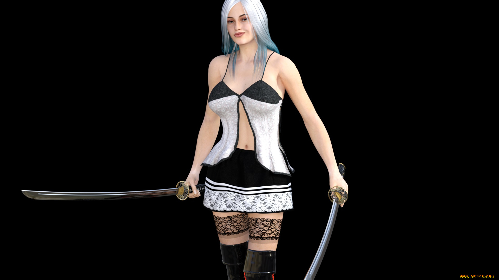 3д, графика, фантазия, , fantasy, девушка, оружие, фон, взгляд