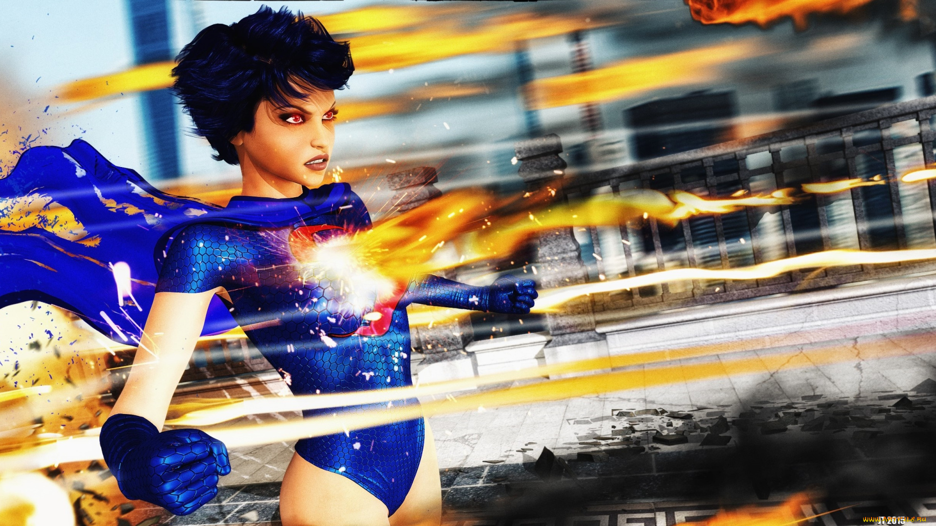 3д, графика, фантазия, , fantasy, взгляд, девушка, супермен, фон