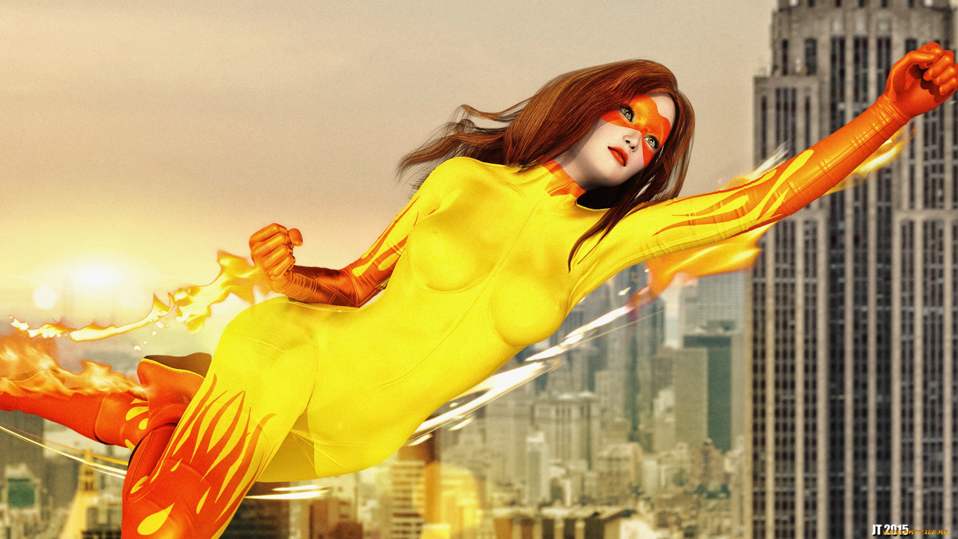 3д, графика, фантазия, , fantasy, взгляд, девушка, супермен, фон