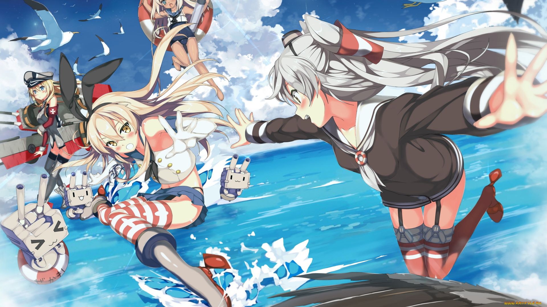 автор, , kawai, , purplrpouni, аниме, kantai, collection, kantai, collection, amatsukaze, kancolle, bismarck, rensouhou-chan, ro-500, shimakaze