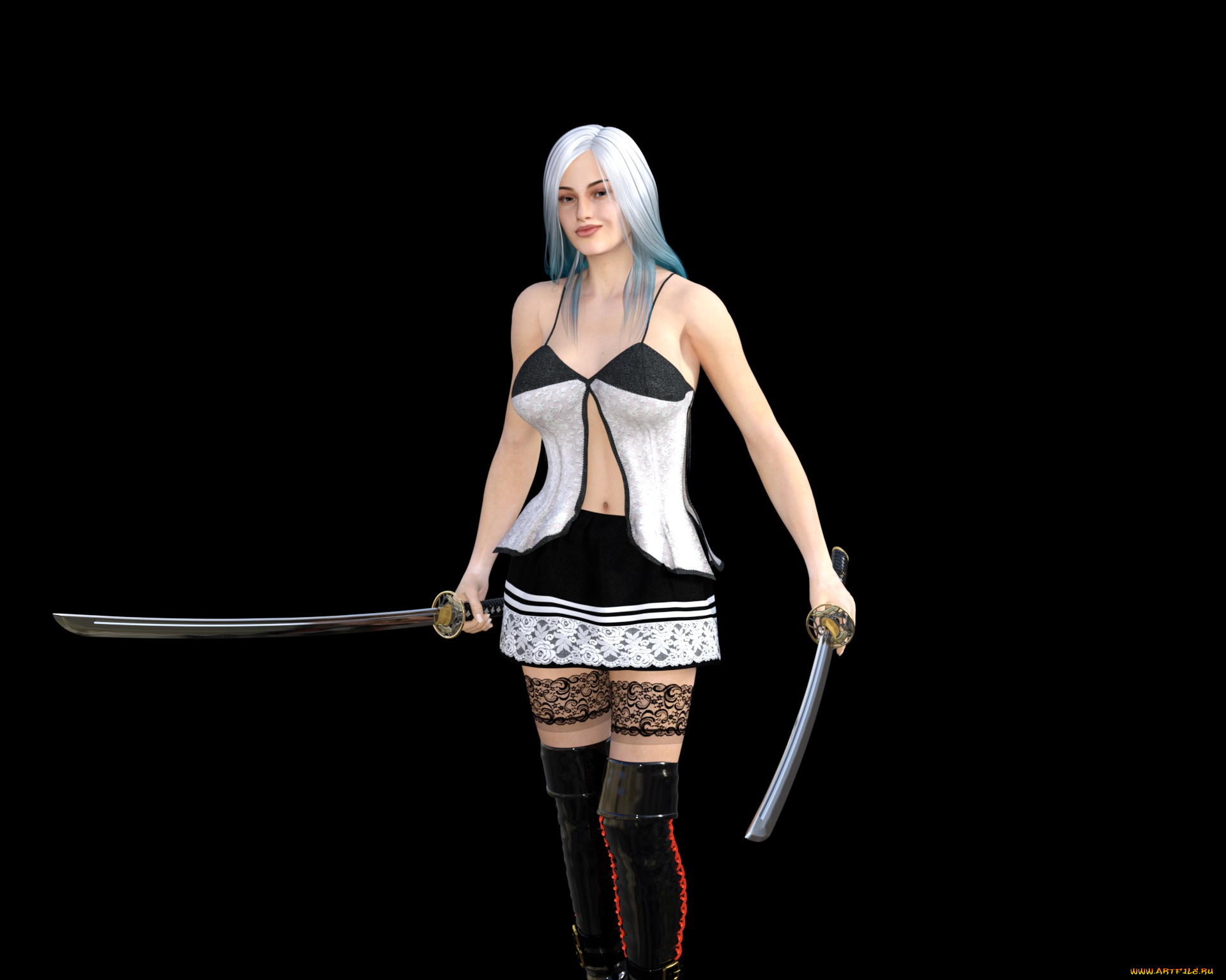 3д, графика, фантазия, , fantasy, девушка, оружие, фон, взгляд