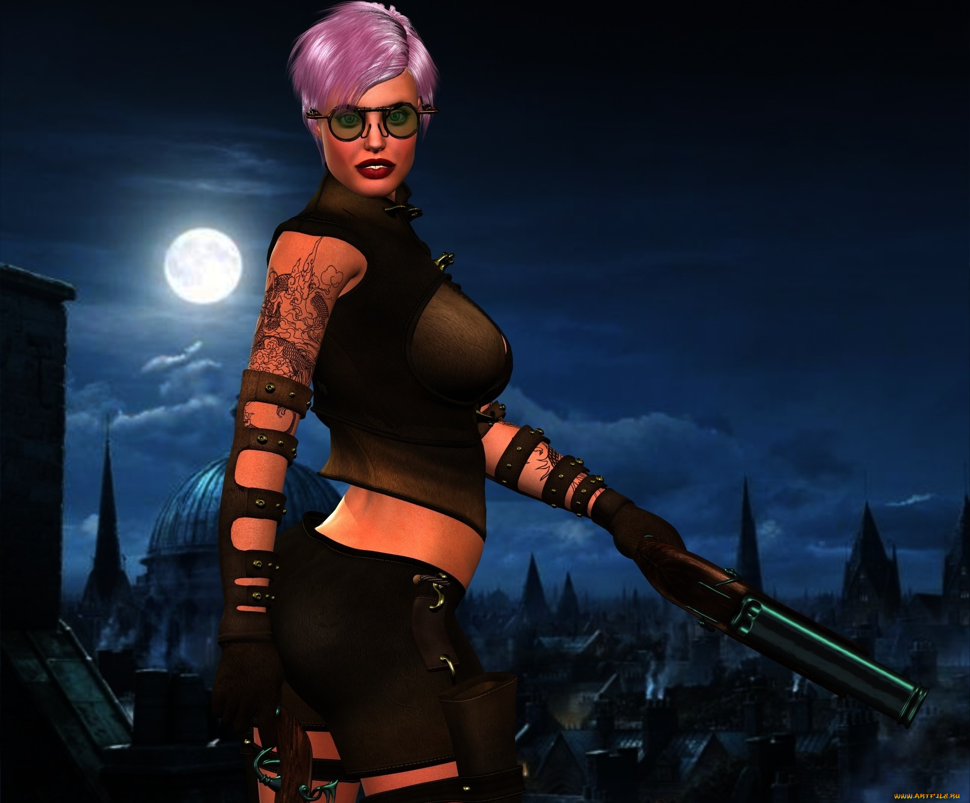 3д, графика, фантазия, , fantasy, оружие, фон, девушка, взгляд