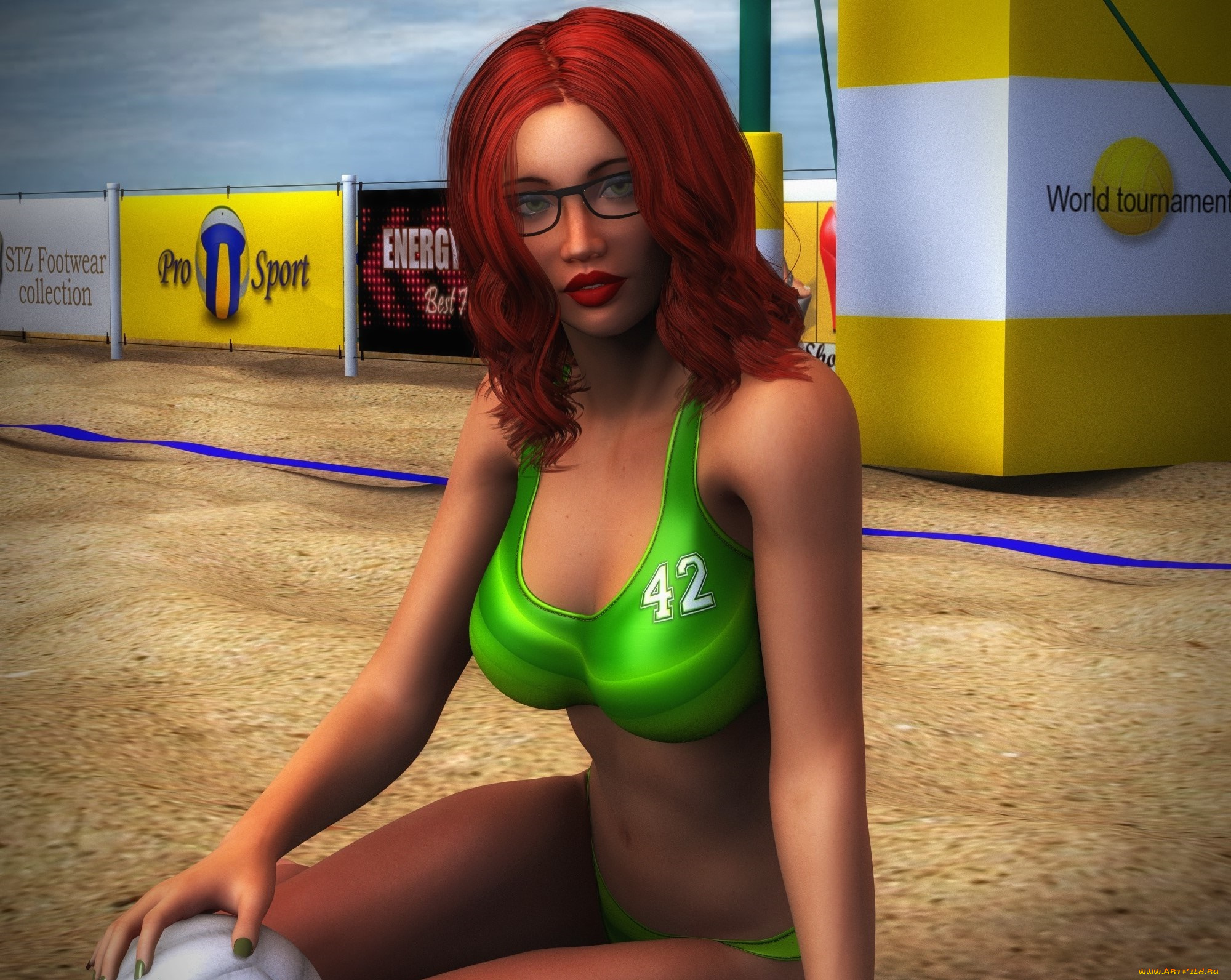 3д, графика, люди, , people, рыжая, фон, девушка, взгляд