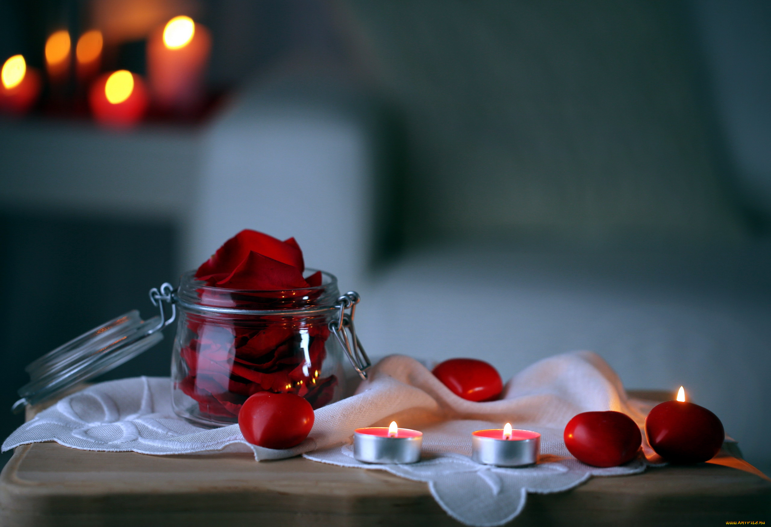 разное, свечи, лепестки