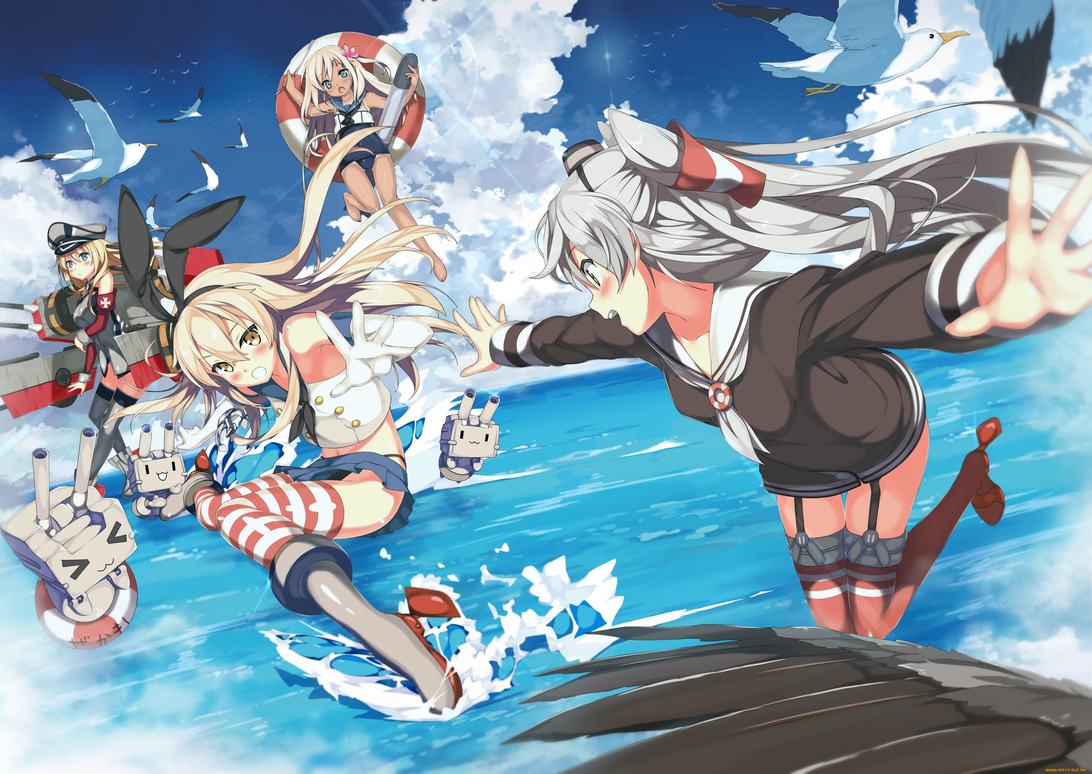 автор, , kawai, , purplrpouni, аниме, kantai, collection, kantai, collection, amatsukaze, kancolle, bismarck, rensouhou-chan, ro-500, shimakaze