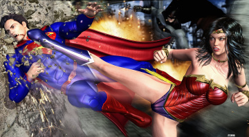 Картинка 3д+графика фантазия+ fantasy супермен фон взгляд девушка