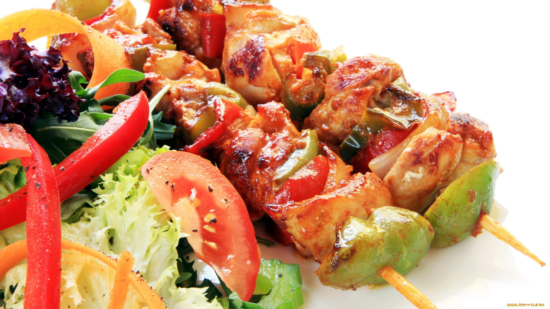 еда, шашлык, , барбекю, мясо, овощи, салат