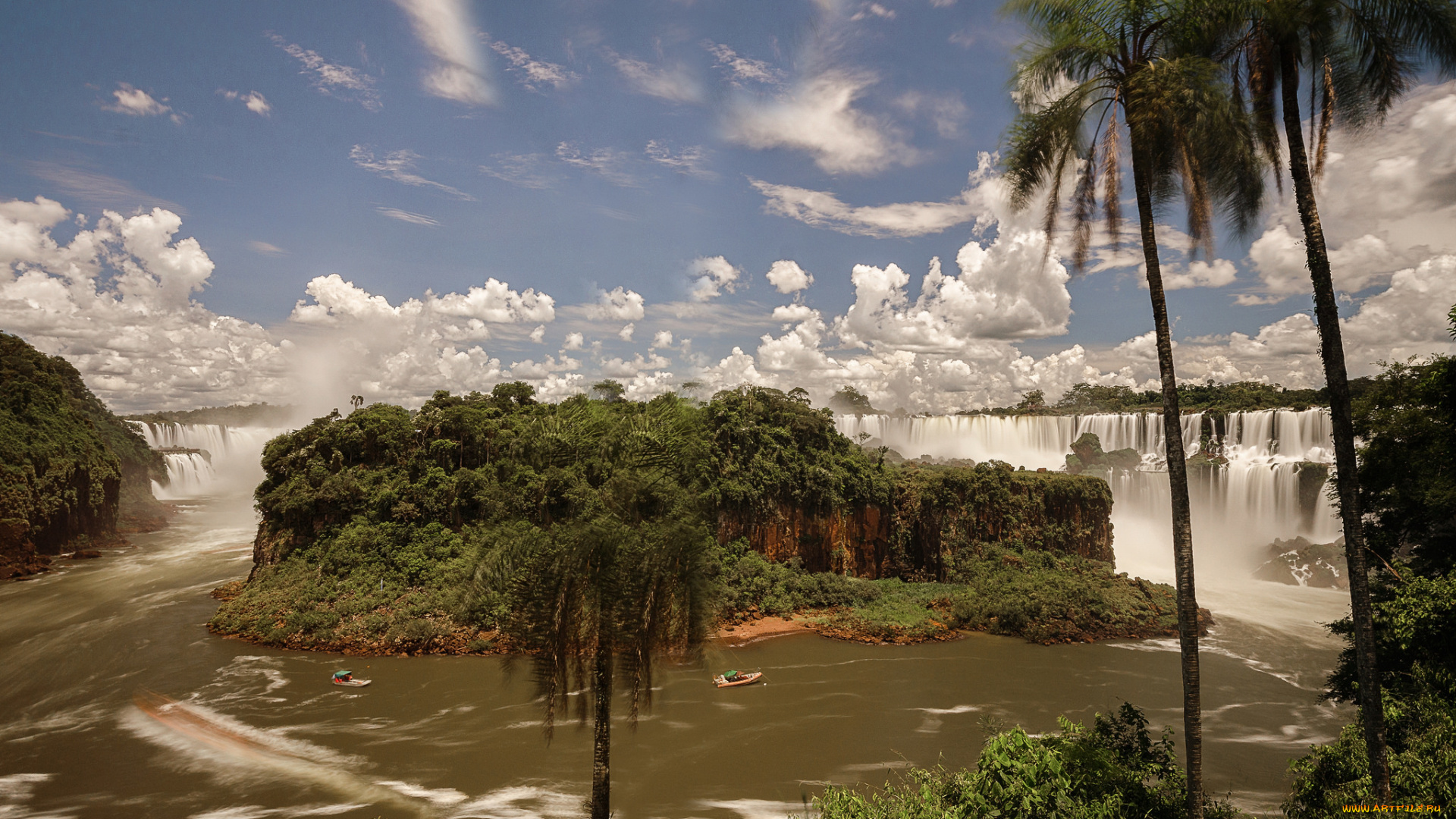 природа, водопады, водопад, река, лес