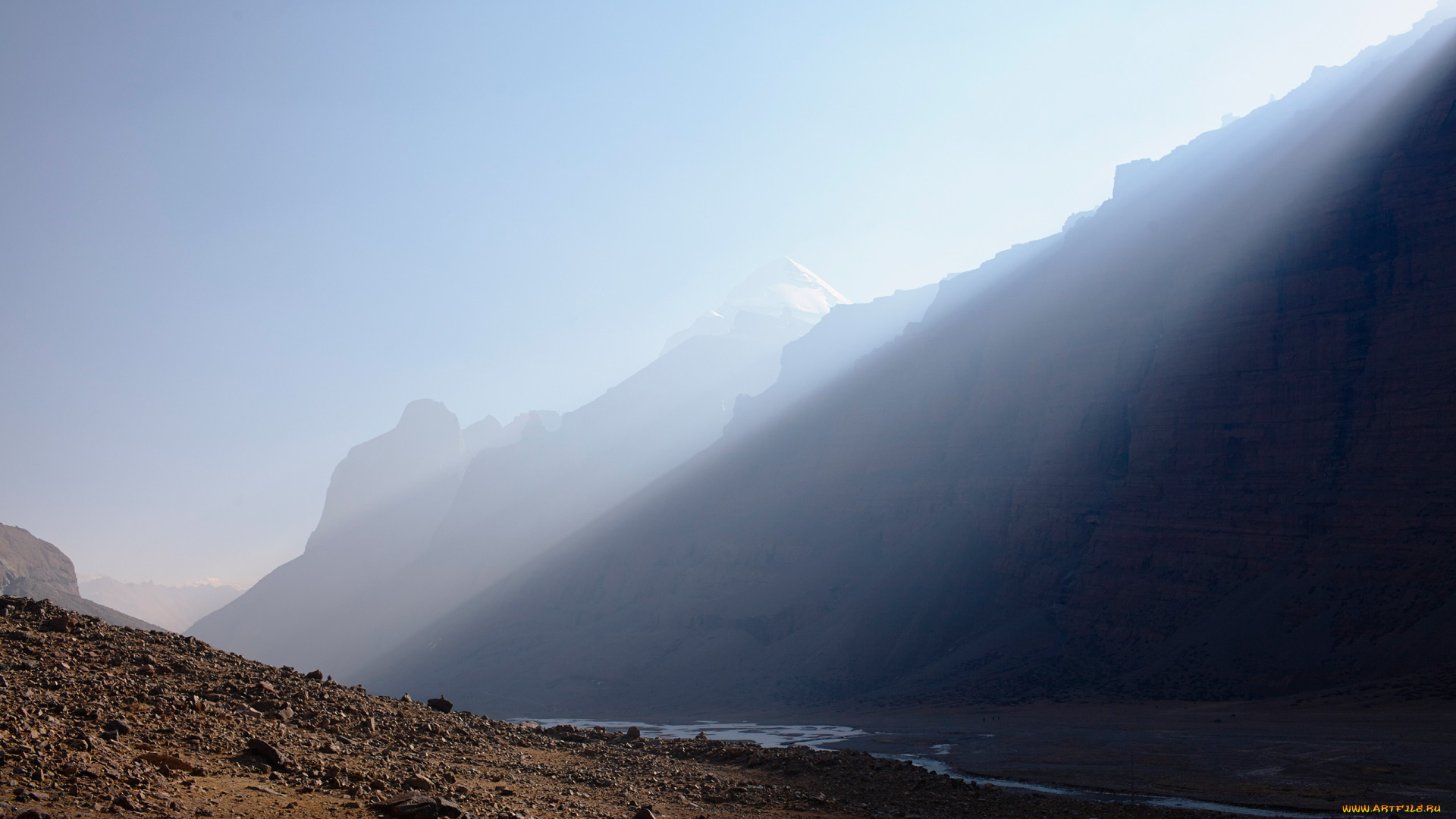 тибет, , кайлас, , утренние, лучи, в, долине, природа, горы, кайлас, утро, лучи, долина, рассвет