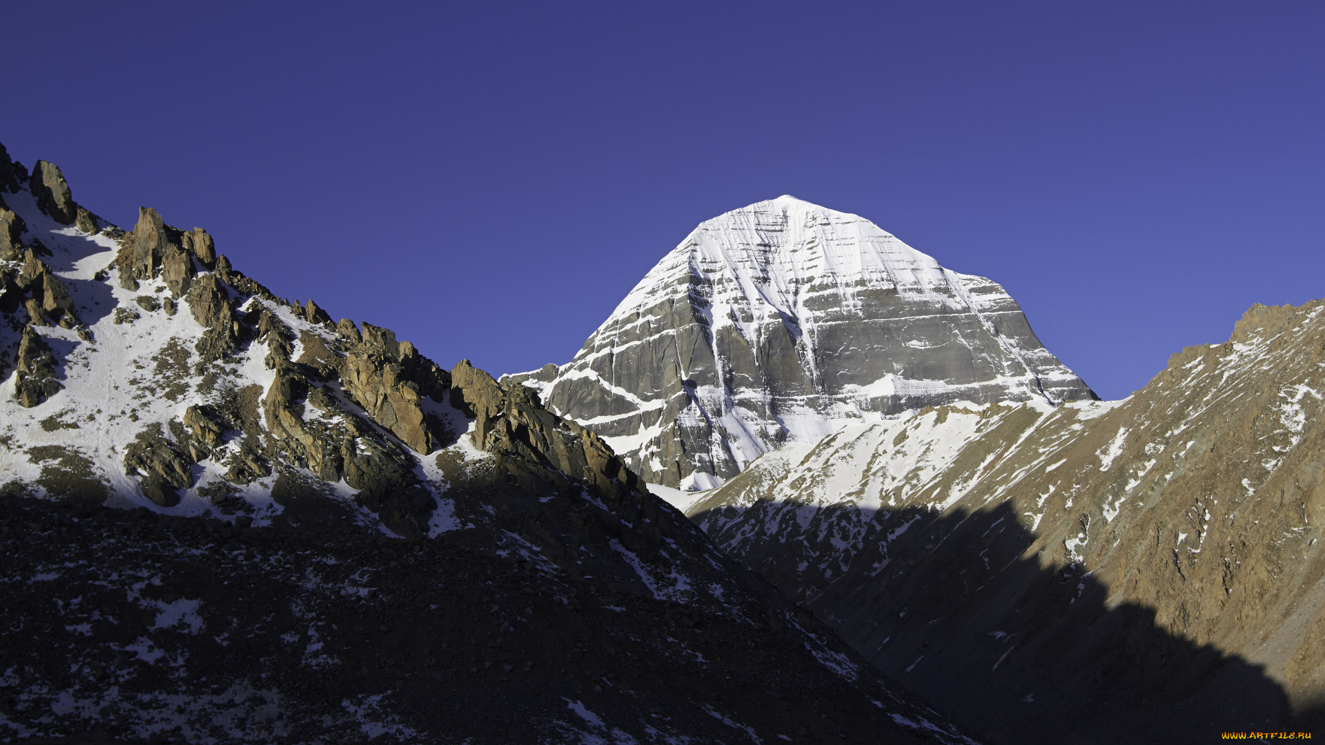 тибет, , утренний, вид, на, кайлас, , перевал, дролма-ла, природа, горы, кайлас, вид, перевал