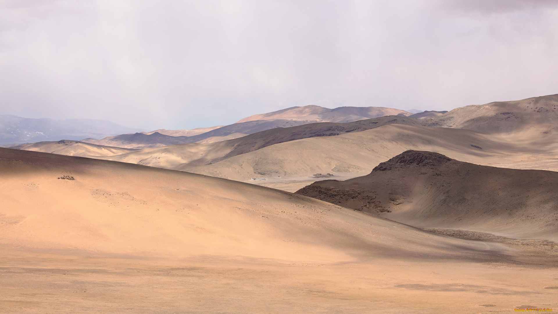 тибет, природа, горы, долина, облака, тени