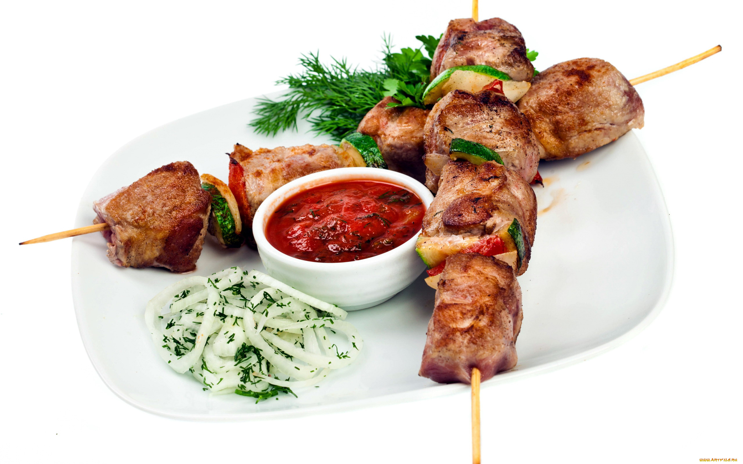 еда, шашлык, , барбекю, мясо, соус, укроп, зелень, салат