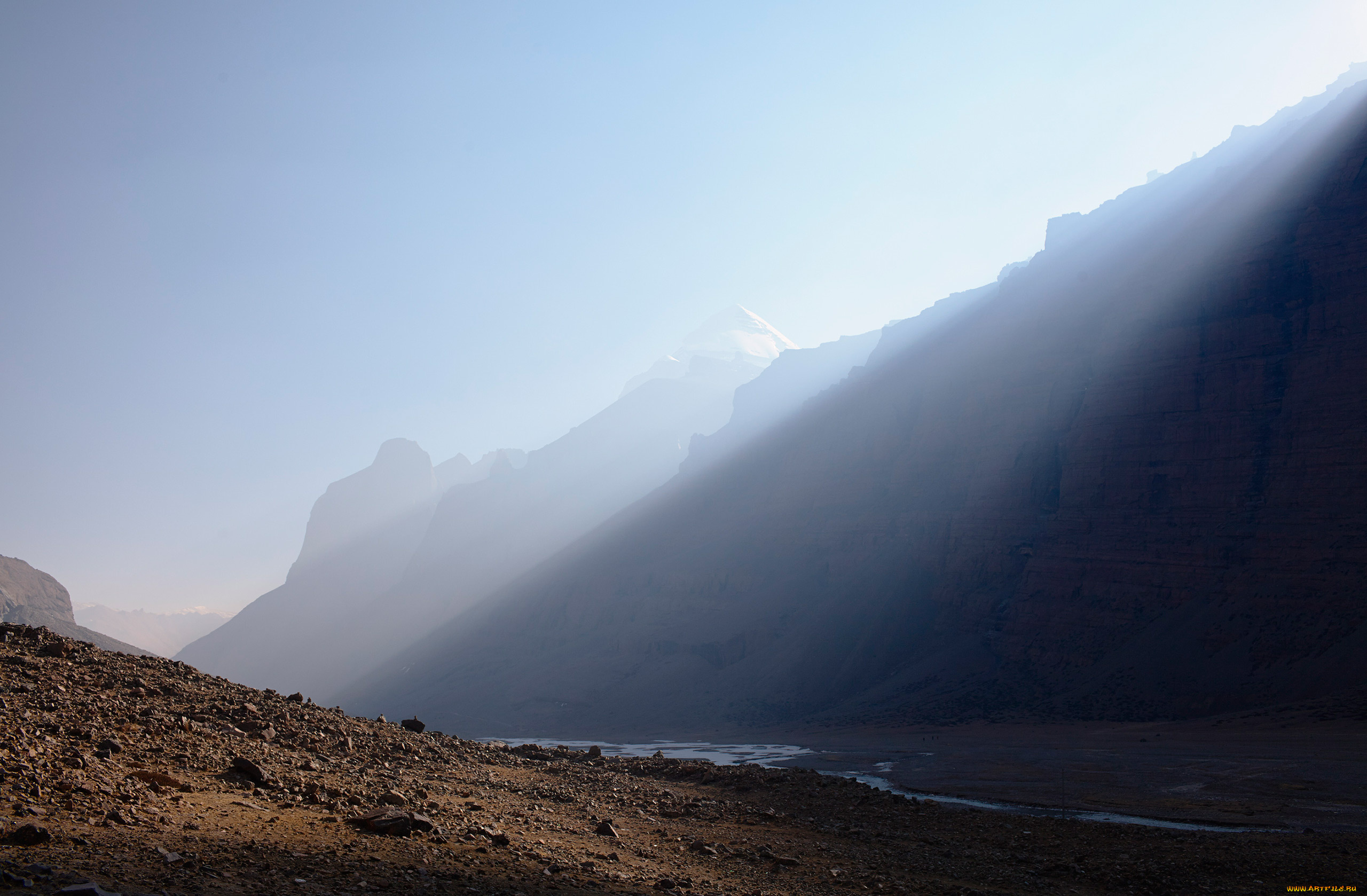 тибет, , кайлас, , утренние, лучи, в, долине, природа, горы, кайлас, утро, лучи, долина, рассвет