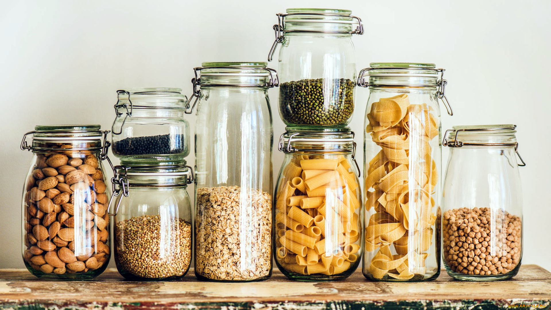 еда, разное, миндаль, нут, хлопья, макароны