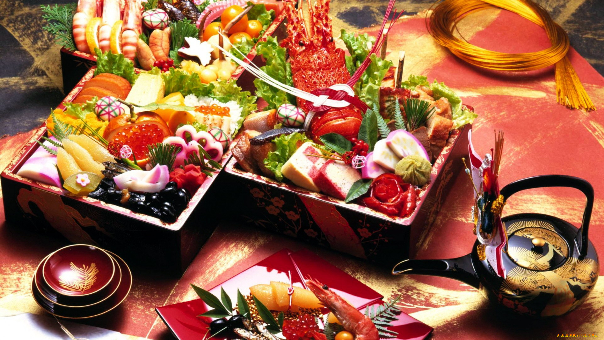 еда, рыбные, блюда, , с, морепродуктами, икра, креветки