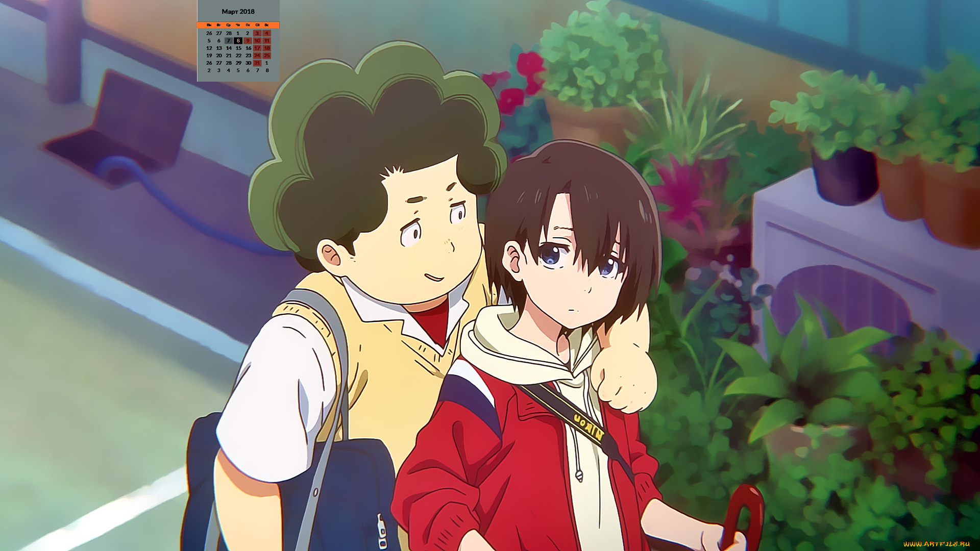 календари, аниме, 2018, двое, мальчик, взгляд