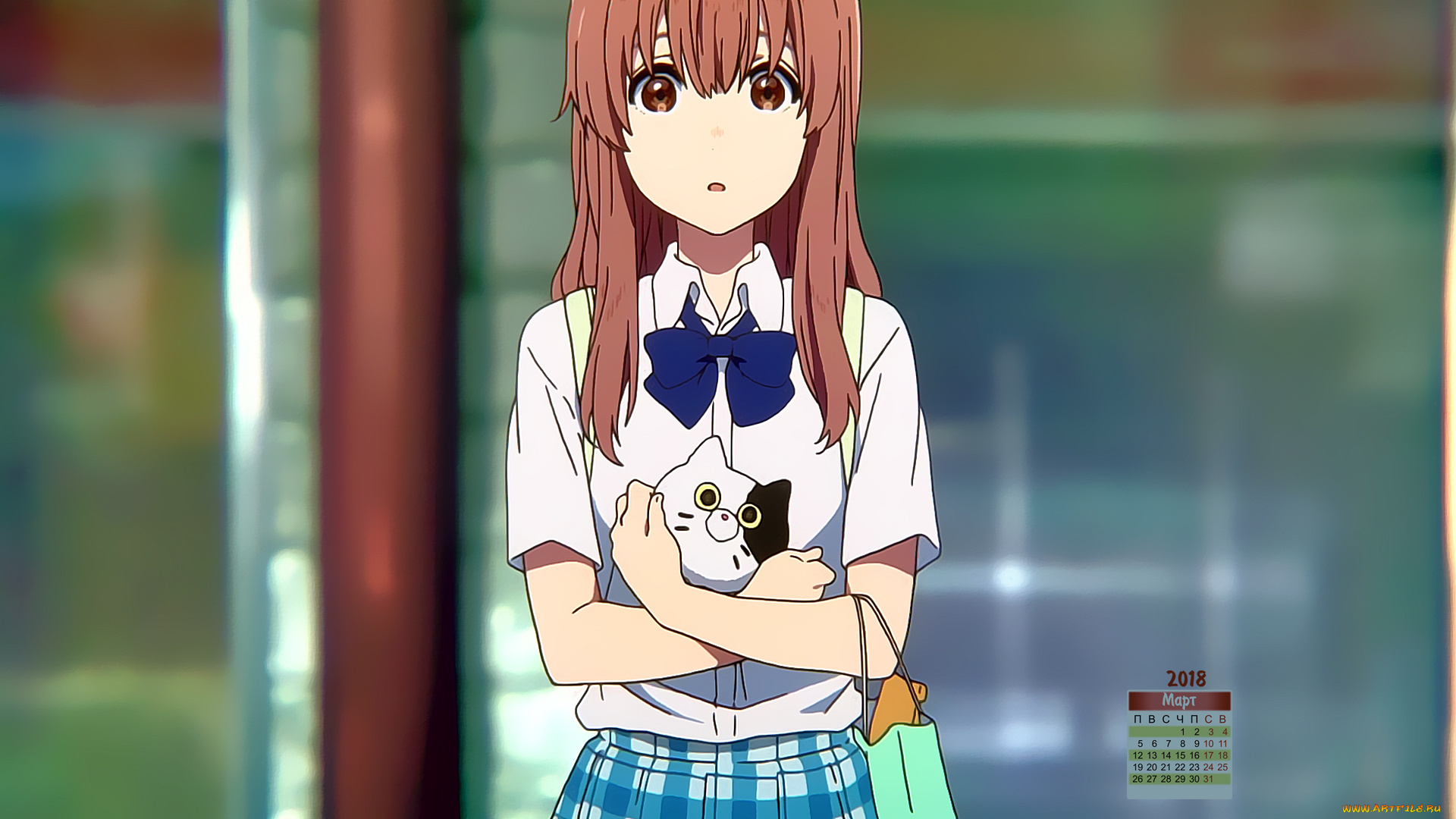 календари, аниме, 2018, лицо, взгляд, девушка