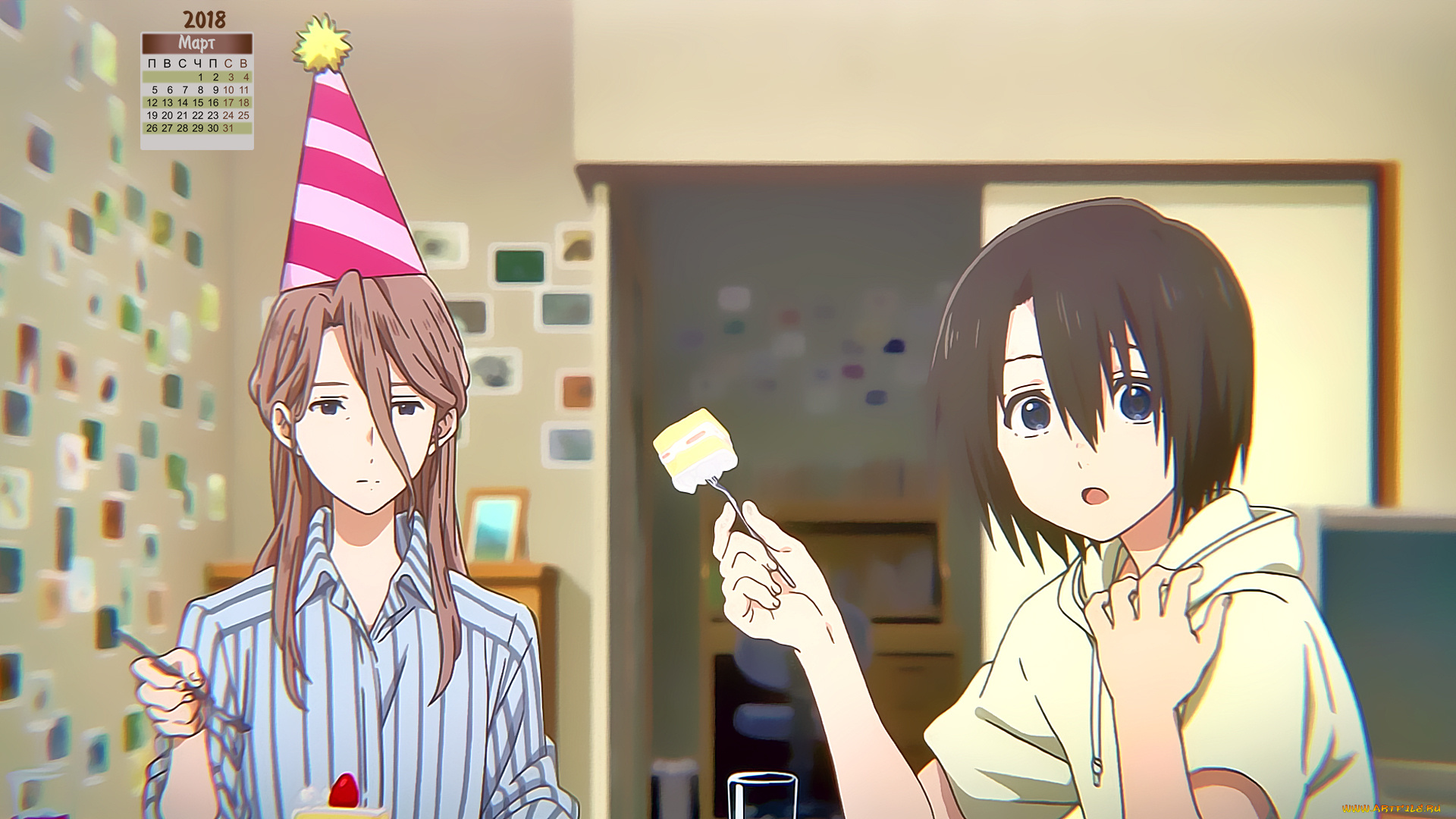 календари, аниме, колпак, мальчик, взгляд, девушка, 2018