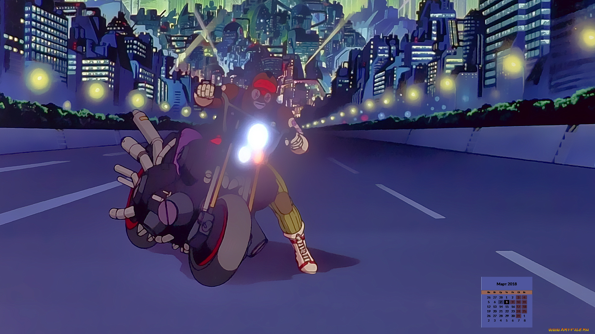 календари, аниме, маска, мотоцикл, взгляд, 2018