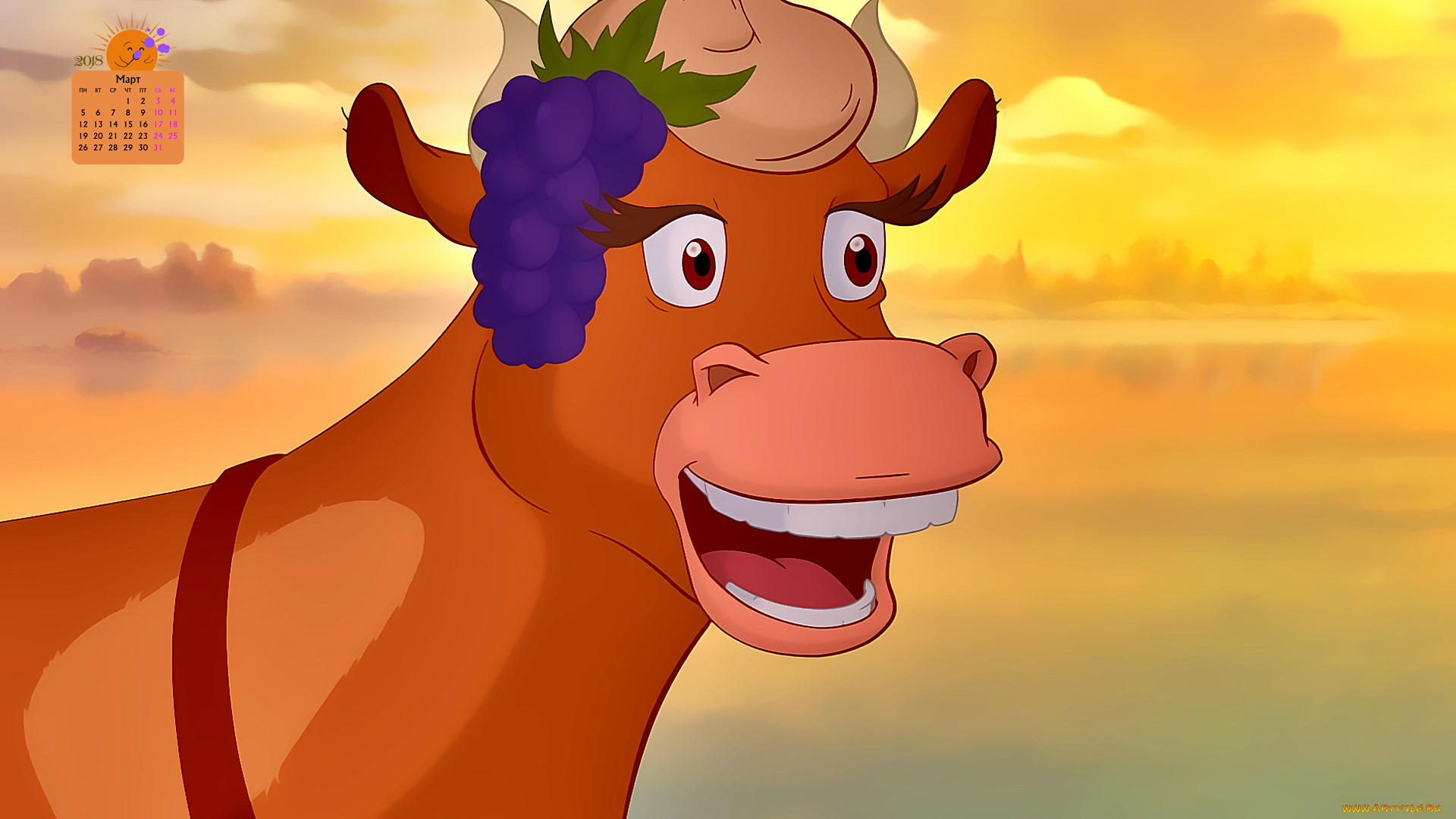 календари, кино, , мультфильмы, корова, взгляд, 2018