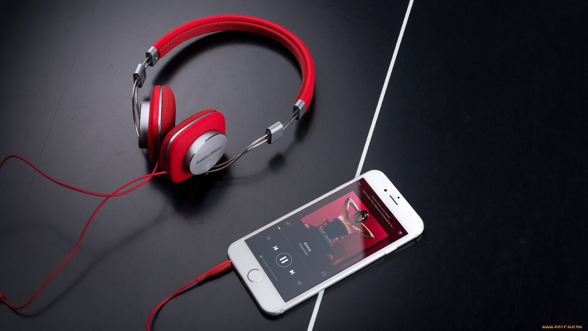 бренды, iphone, провод, стиль, наушники, музыка, смартфон, красные, белый