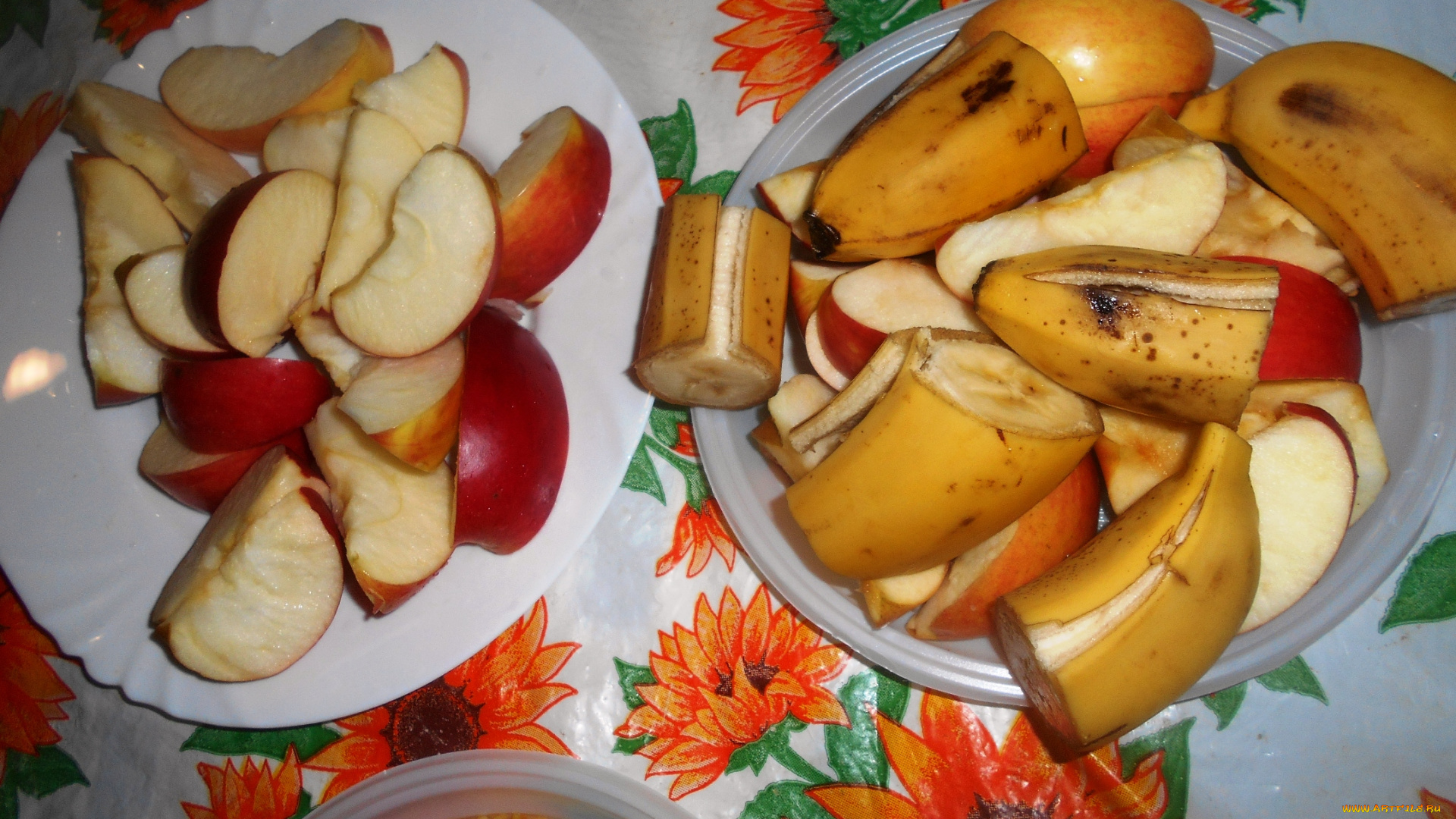 еда, яблоки, бананы