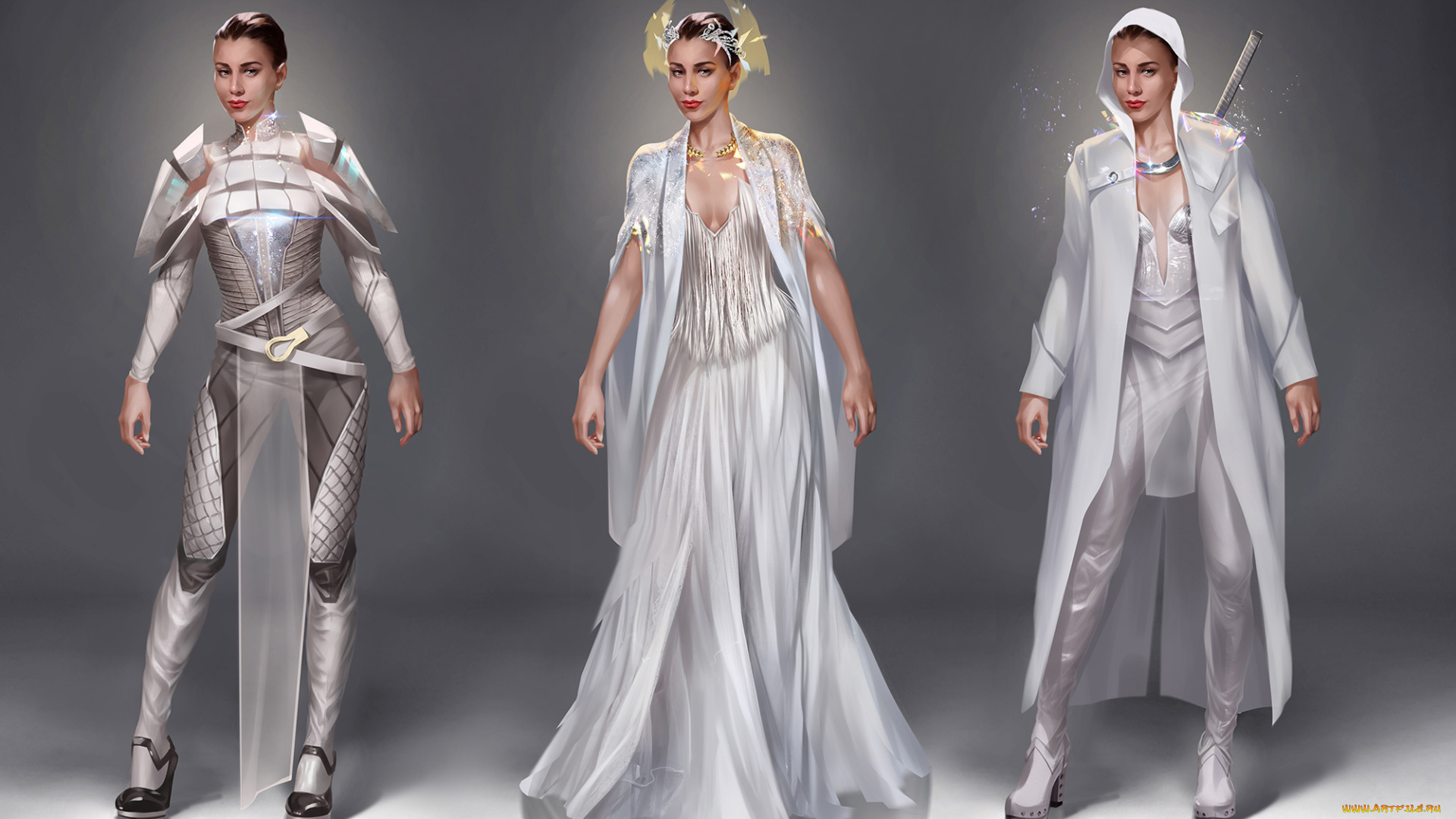 фэнтези, девушки, девушка, фон, взгляд, униформа