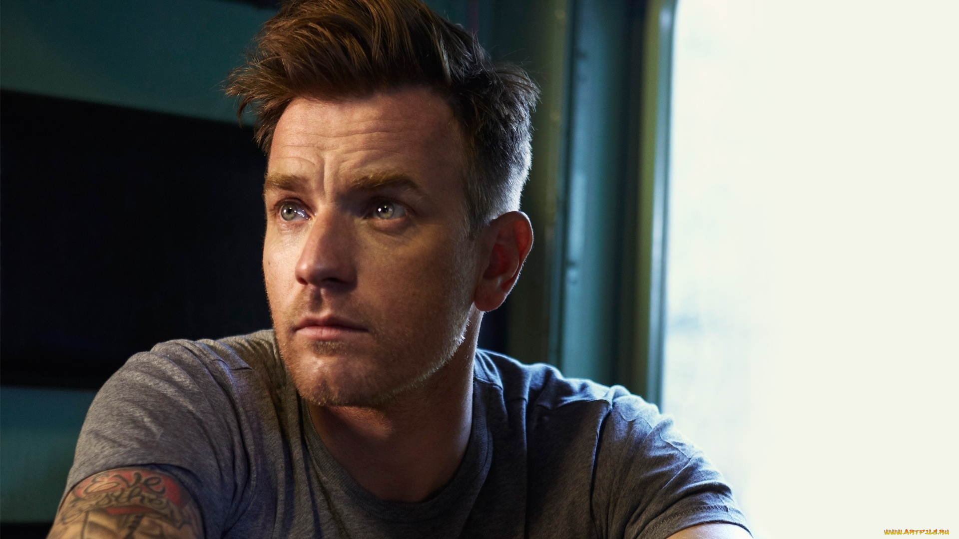 мужчины, ewan, mcgregor, лицо, актер, тату, футболка