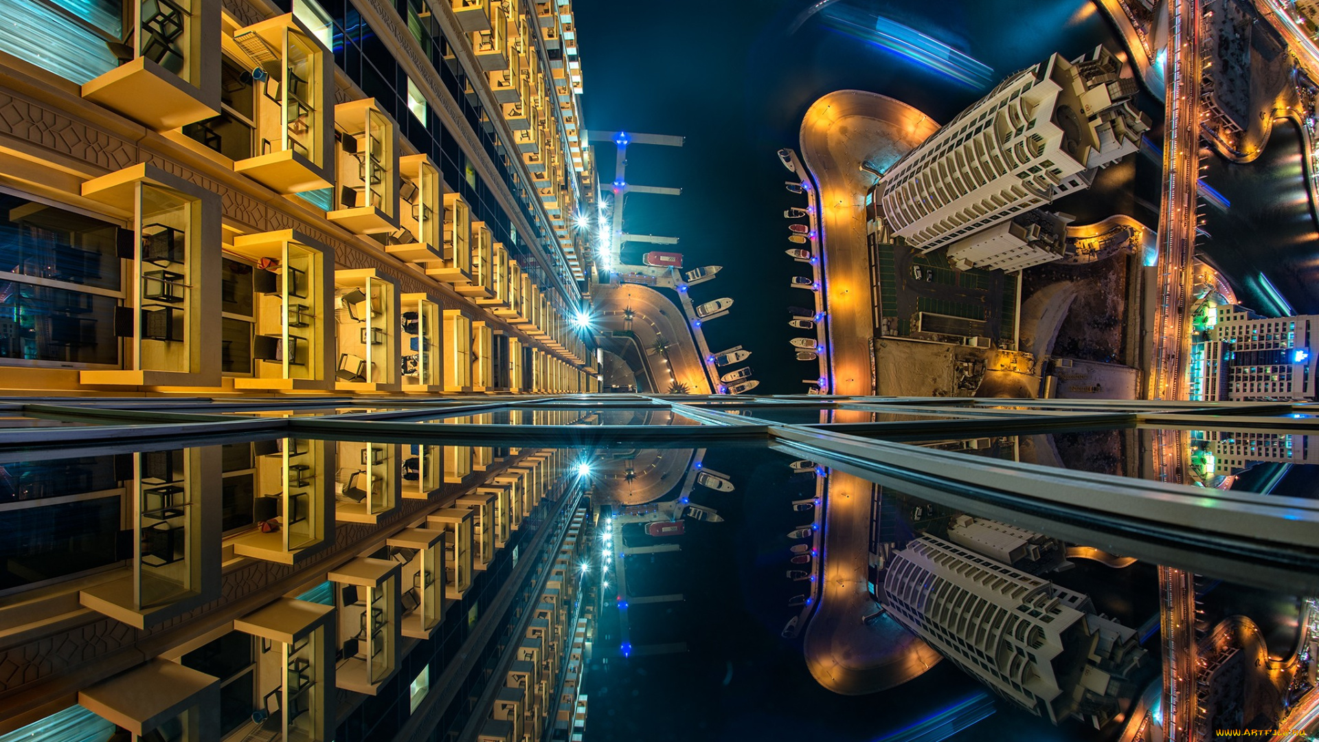 города, дубай, , оаэ, небоскреб, архитектура, море, огни, дубай, пейзаж, синий, док, улица, вид, с, высоты, птичьего, полета, объединенные, арабские, эмираты, отражение, балкон