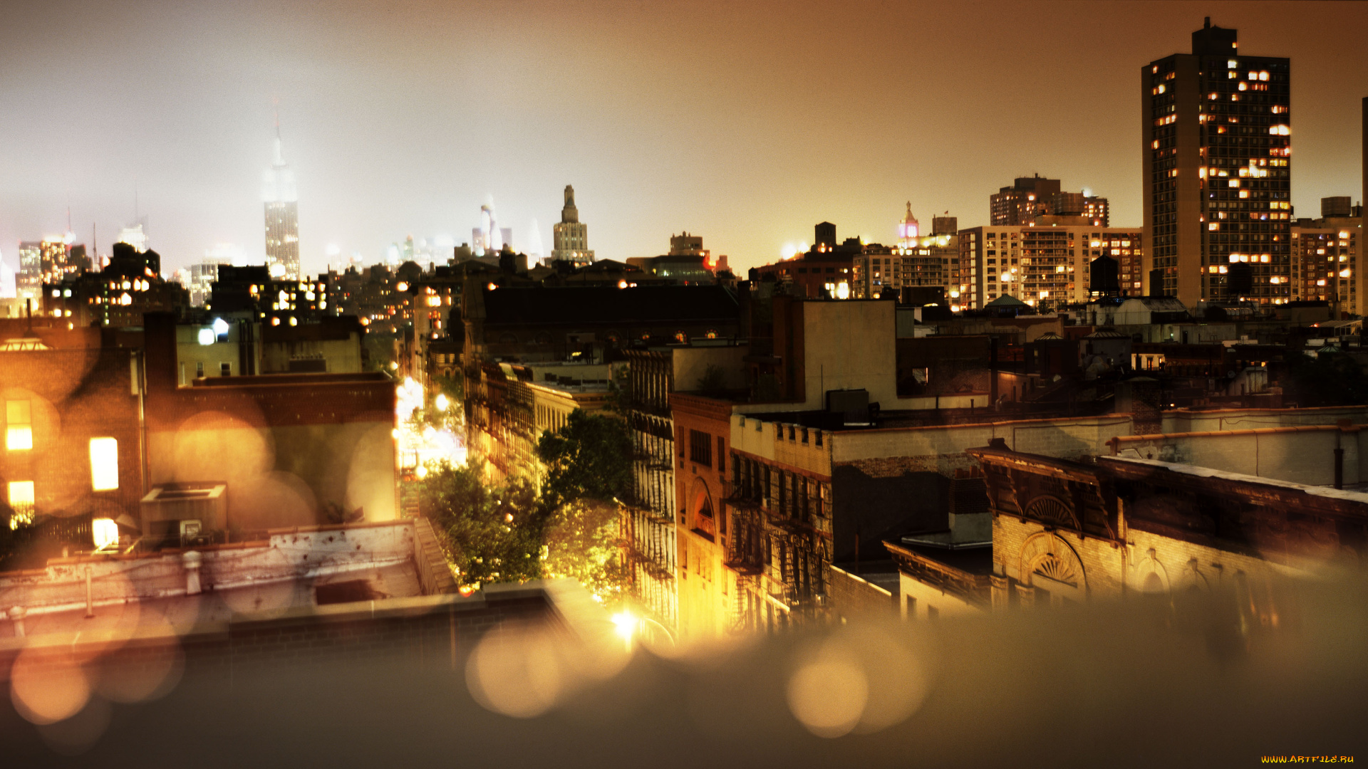 города, нью-йорк, , сша, район, здания, дома, огни, панорама, город