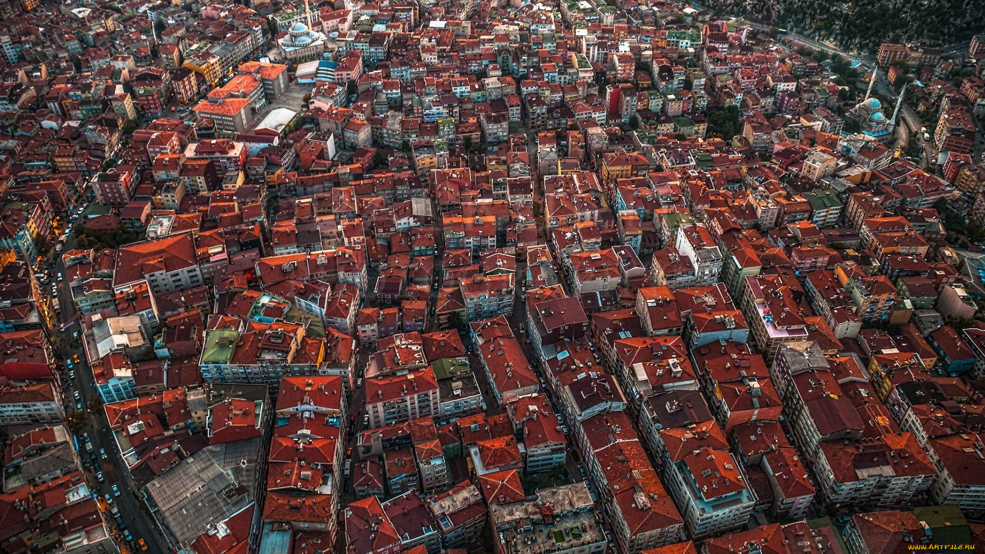 города, стамбул, , турция, городской, вид, стамбул, крыши, домов, с, высоты, птичьего, полета