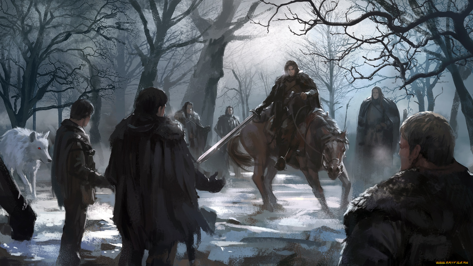 рисованное, кино, оружие, всадник, лошадь, волк, люди