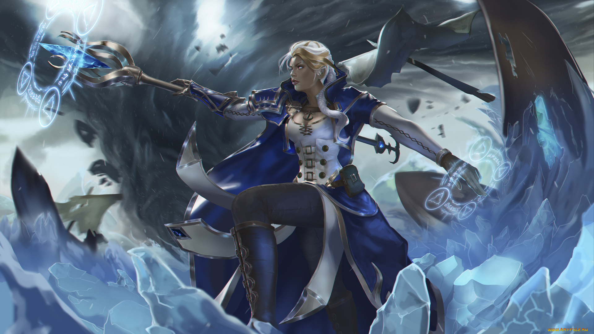 видео, игры, world, of, warcraft, девушка, jaina, proudmoore, магия, посох, униформа, фон
