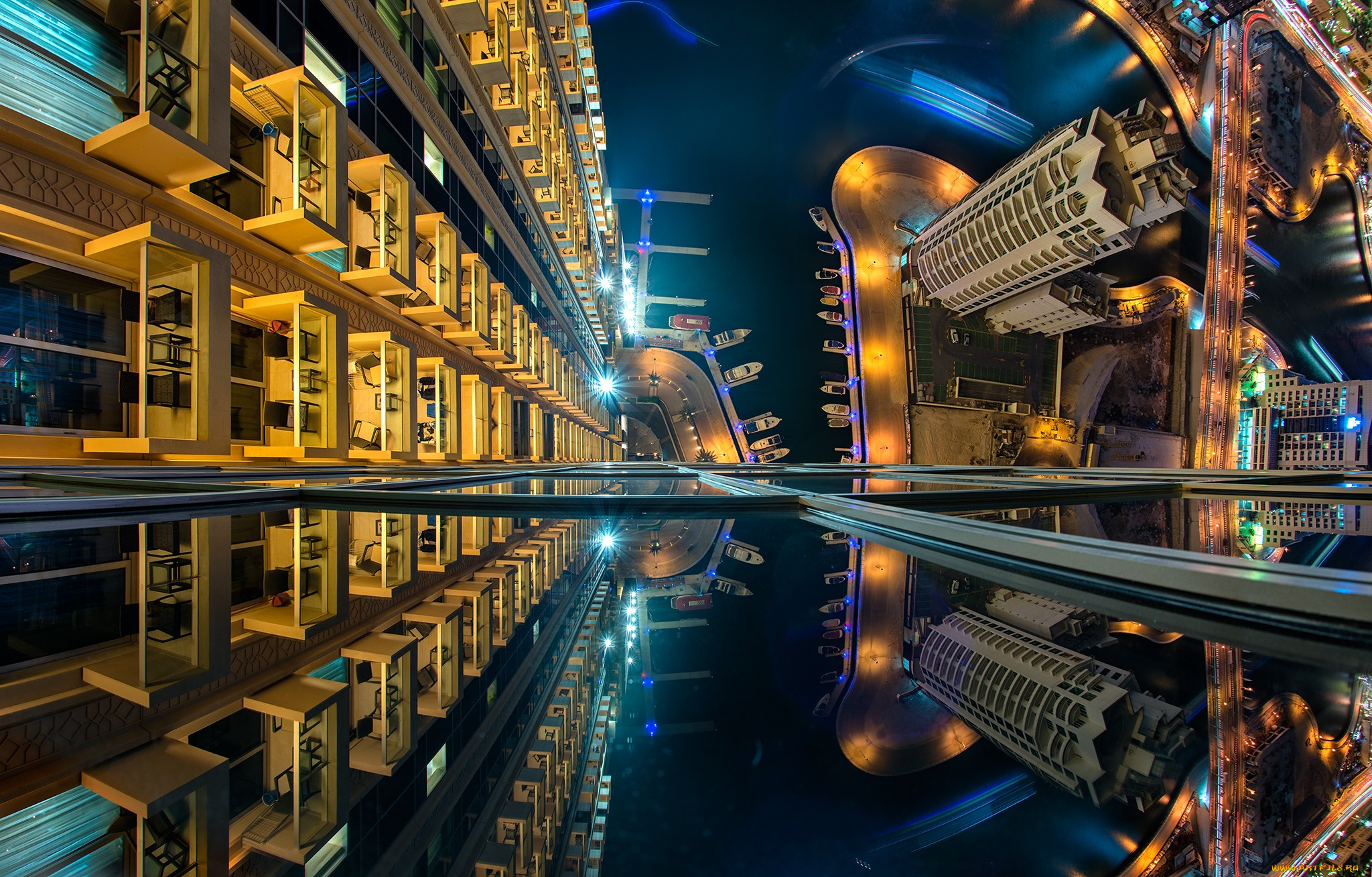 города, дубай, , оаэ, небоскреб, архитектура, море, огни, дубай, пейзаж, синий, док, улица, вид, с, высоты, птичьего, полета, объединенные, арабские, эмираты, отражение, балкон