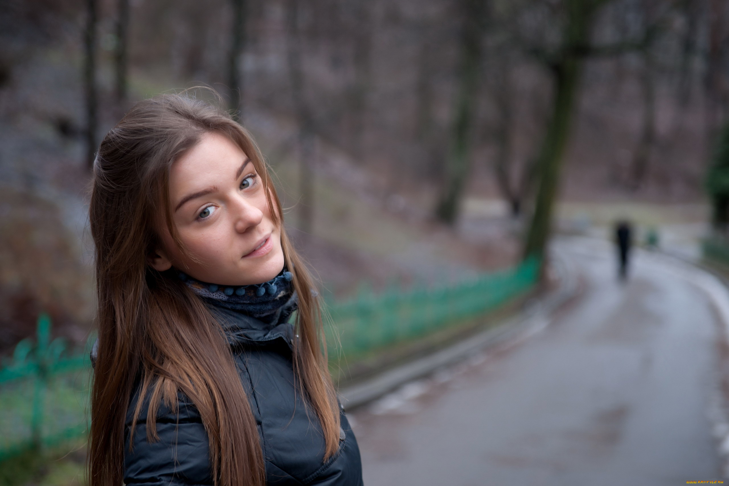 девушки, lily, chey, шатенка, взгляд, куртка, улица