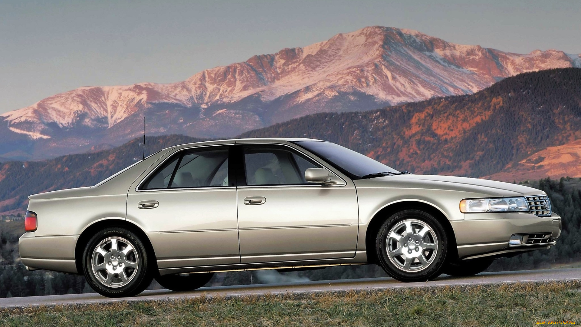 автомобили, cadillac, кадиллак, серебристый, горы