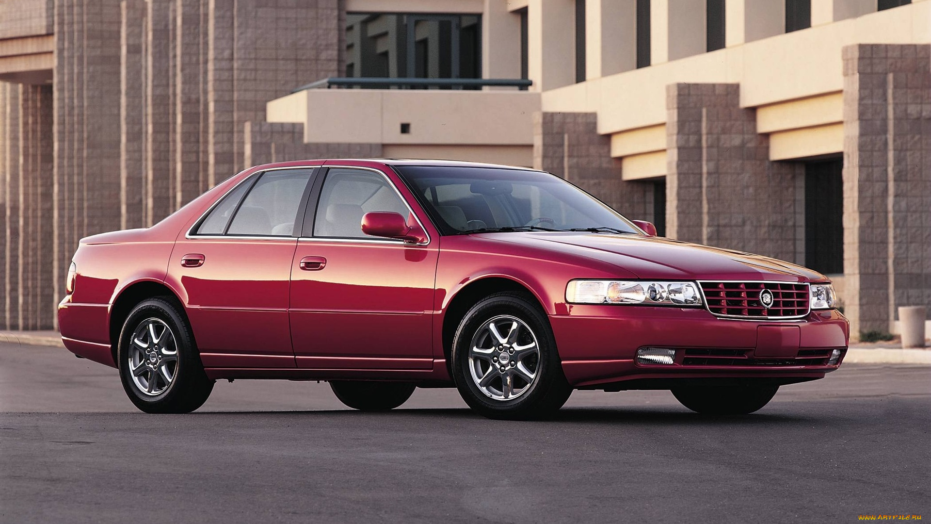 автомобили, cadillac, seville, красный, здание