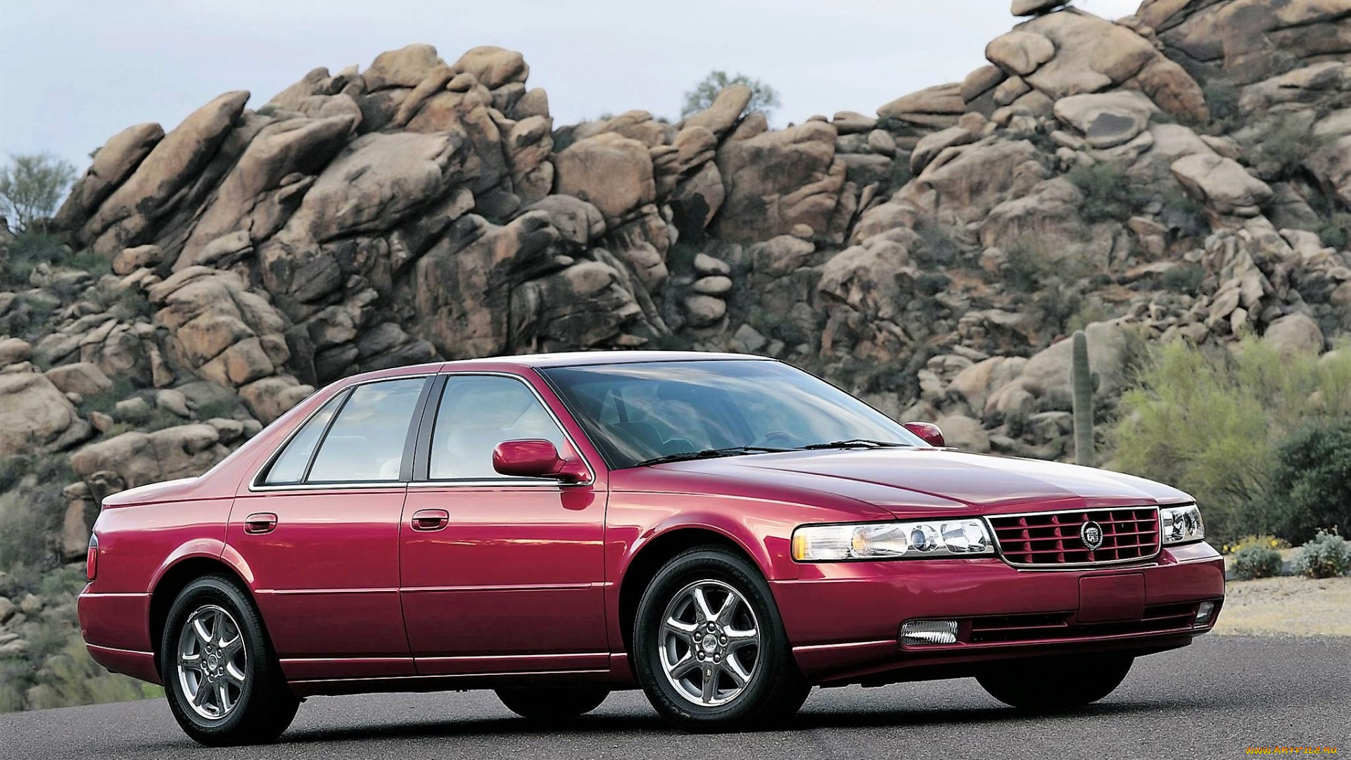 cadillac, seville, автомобили, cadillac, кадиллак, красный, скала