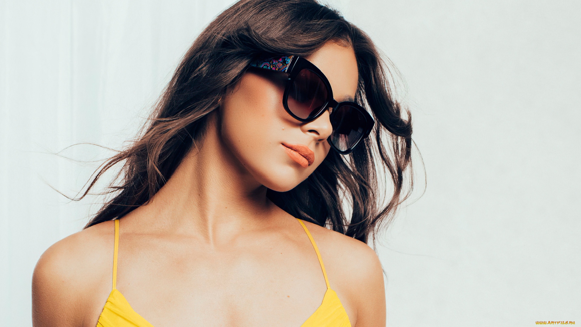 девушки, hailee, steinfeld, шатенка, лицо, очки