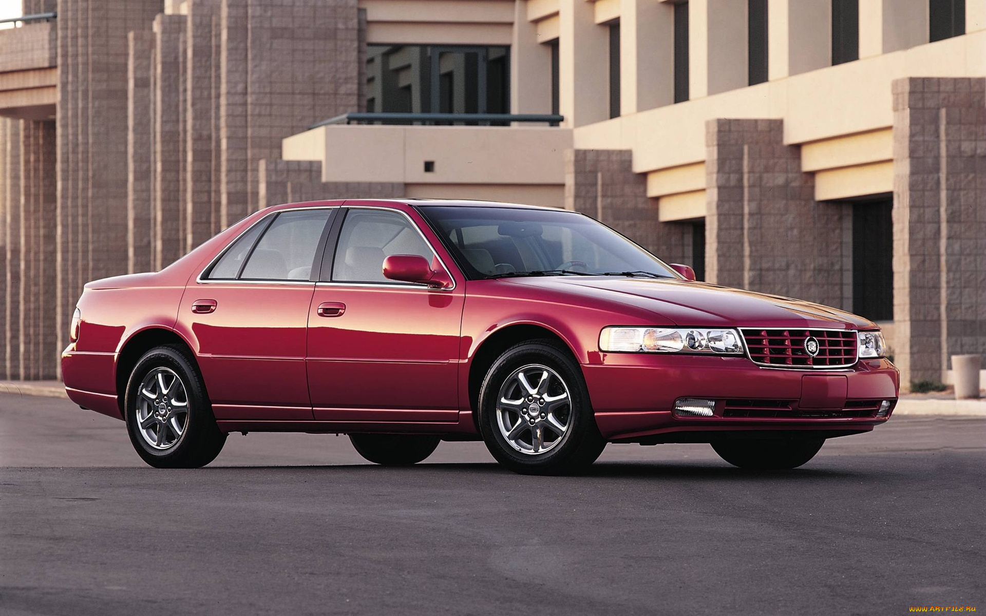 автомобили, cadillac, seville, красный, здание