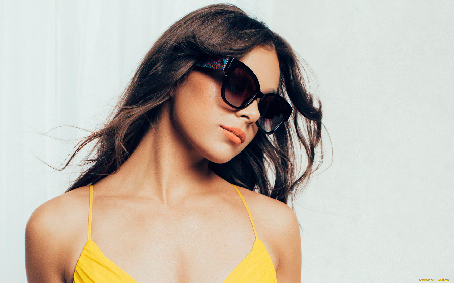 девушки, hailee, steinfeld, шатенка, лицо, очки