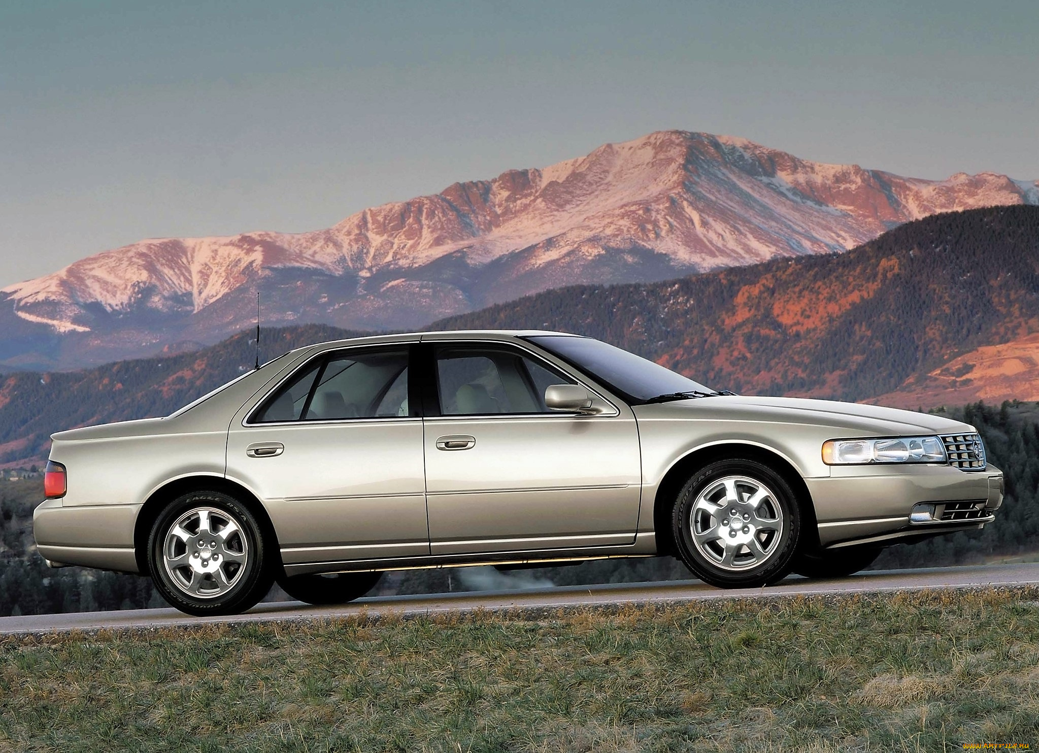 автомобили, cadillac, кадиллак, серебристый, горы