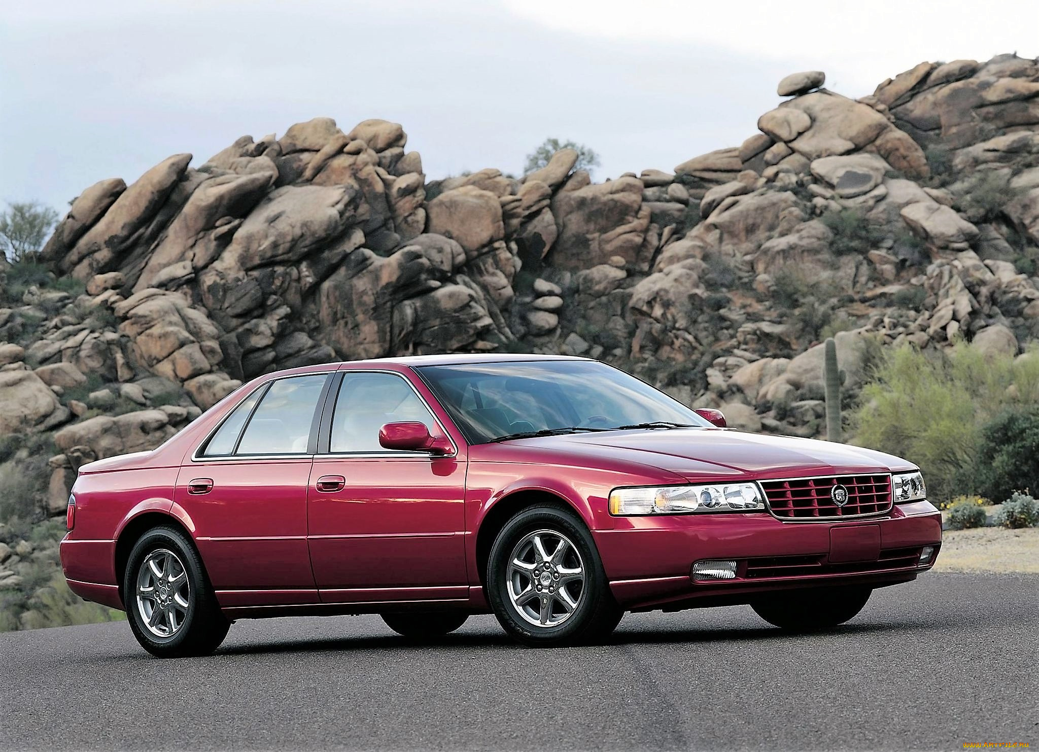 cadillac, seville, автомобили, cadillac, кадиллак, красный, скала